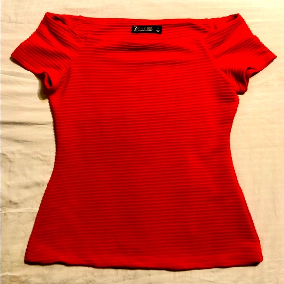 NY&CO 7TH AVENUE design studio tangerine/orange red ribbed summer top sizeM EUC - Picture 2 of 6